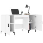 Bureau blanc 140x50x75 cm bois d'ingénierie – Image 2