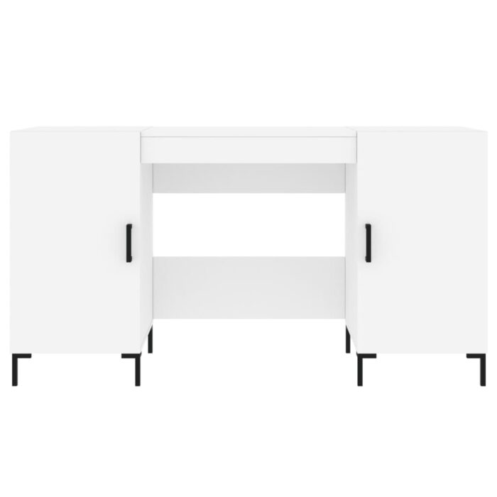 Bureau blanc 140x50x75 cm bois d'ingénierie – Image 4
