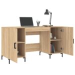 Bureau chêne sonoma 140x50x75 cm bois d'ingénierie – Image 2