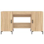 Bureau chêne sonoma 140x50x75 cm bois d'ingénierie – Image 4