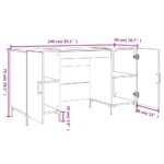 Bureau chêne fumé 140x50x75 cm bois d'ingénierie – Image 10