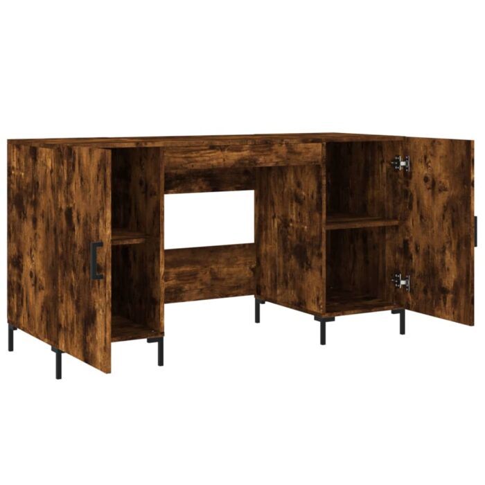 Bureau chêne fumé 140x50x75 cm bois d'ingénierie – Image 3