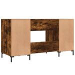 Bureau chêne fumé 140x50x75 cm bois d'ingénierie – Image 6