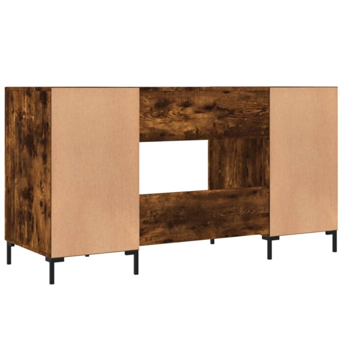 Bureau chêne fumé 140x50x75 cm bois d'ingénierie – Image 6