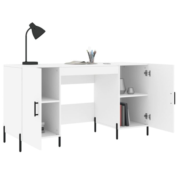 Bureau blanc 140x50x75 cm bois d'ingénierie – Image 2
