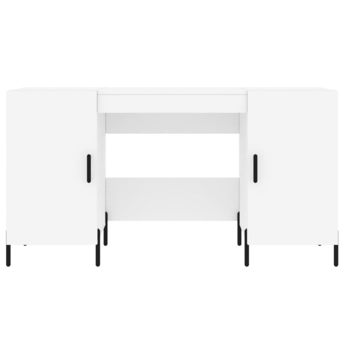 Bureau blanc 140x50x75 cm bois d'ingénierie – Image 4