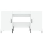 Bureau Blanc brillant 140x50x75 cm Bois d'ingénierie – Image 4