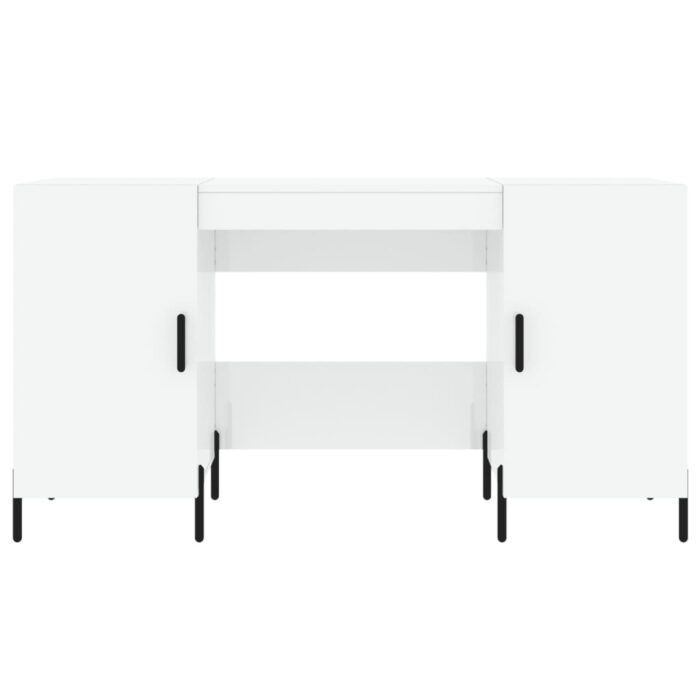Bureau Blanc brillant 140x50x75 cm Bois d'ingénierie – Image 4