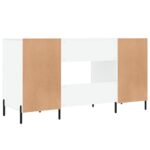 Bureau Blanc brillant 140x50x75 cm Bois d'ingénierie – Image 6