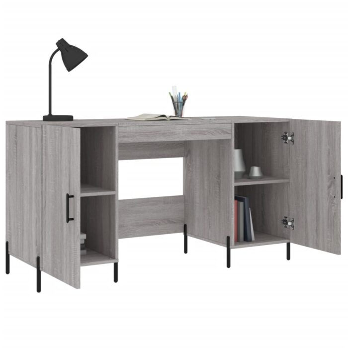 Bureau sonoma gris 140x50x75 cm bois d'ingénierie – Image 2
