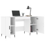 Bureau blanc 140x50x75 cm bois d'ingénierie – Image 2