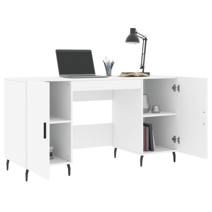 Bureau blanc 140x50x75 cm bois d'ingénierie – Image 2