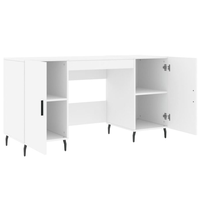 Bureau blanc 140x50x75 cm bois d'ingénierie – Image 3