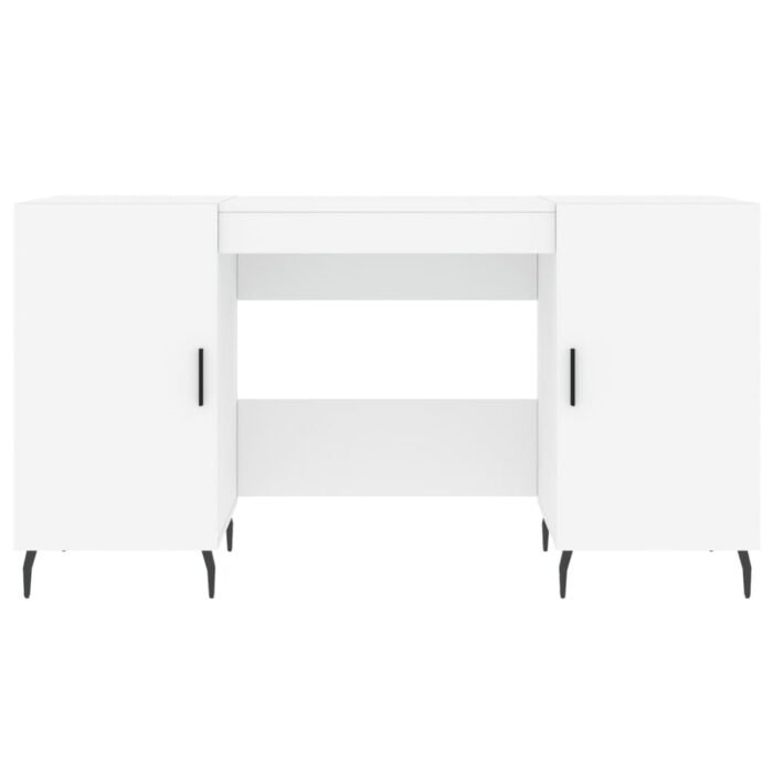 Bureau blanc 140x50x75 cm bois d'ingénierie – Image 4