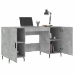 Bureau gris béton 140x50x75 cm bois d'ingénierie – Image 2