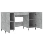 Bureau gris béton 140x50x75 cm bois d'ingénierie – Image 3