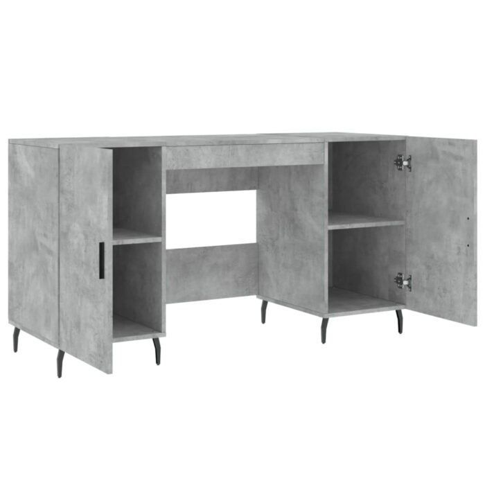 Bureau gris béton 140x50x75 cm bois d'ingénierie – Image 3