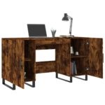 Bureau chêne fumé 140x50x75 cm bois d'ingénierie – Image 2