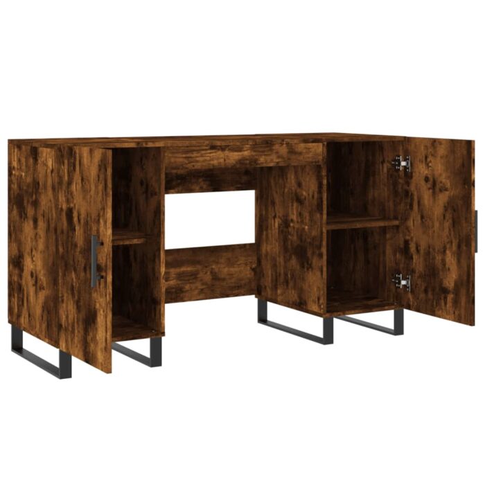 Bureau chêne fumé 140x50x75 cm bois d'ingénierie – Image 3
