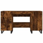 Bureau chêne fumé 140x50x75 cm bois d'ingénierie – Image 4