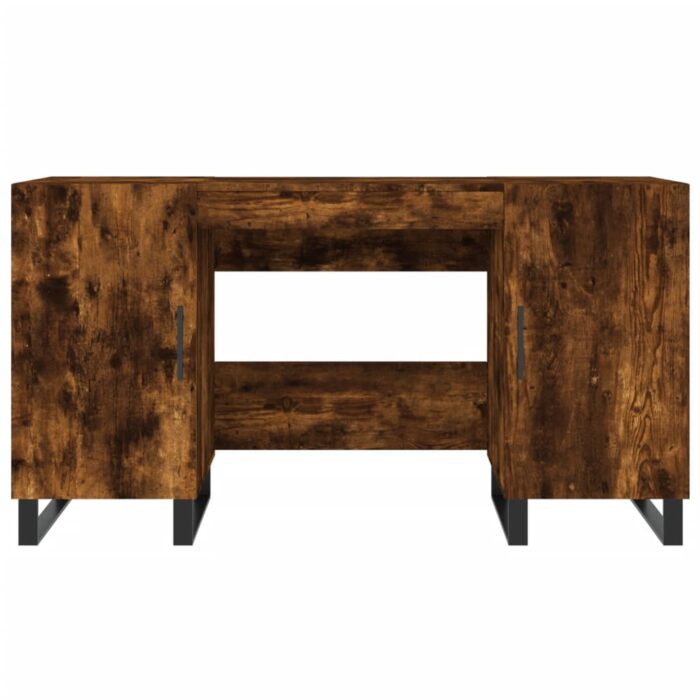 Bureau chêne fumé 140x50x75 cm bois d'ingénierie – Image 4