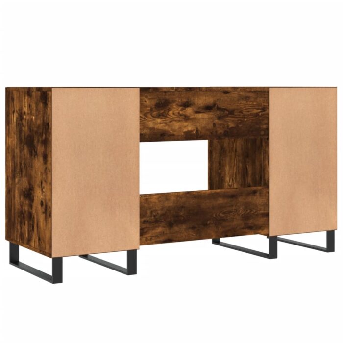 Bureau chêne fumé 140x50x75 cm bois d'ingénierie – Image 6