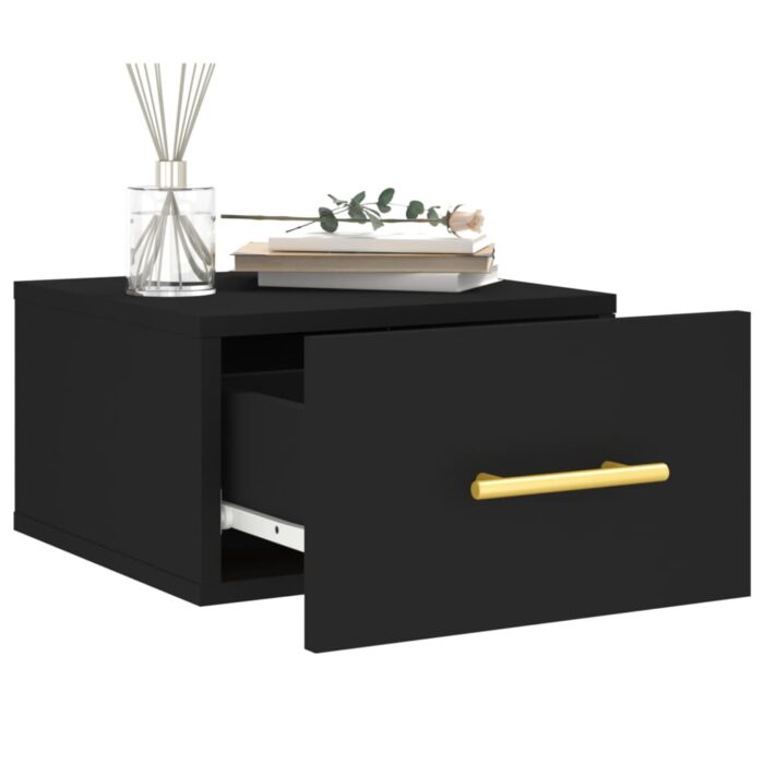 Table de chevet murale noir 35x35x20 cm – Image 2