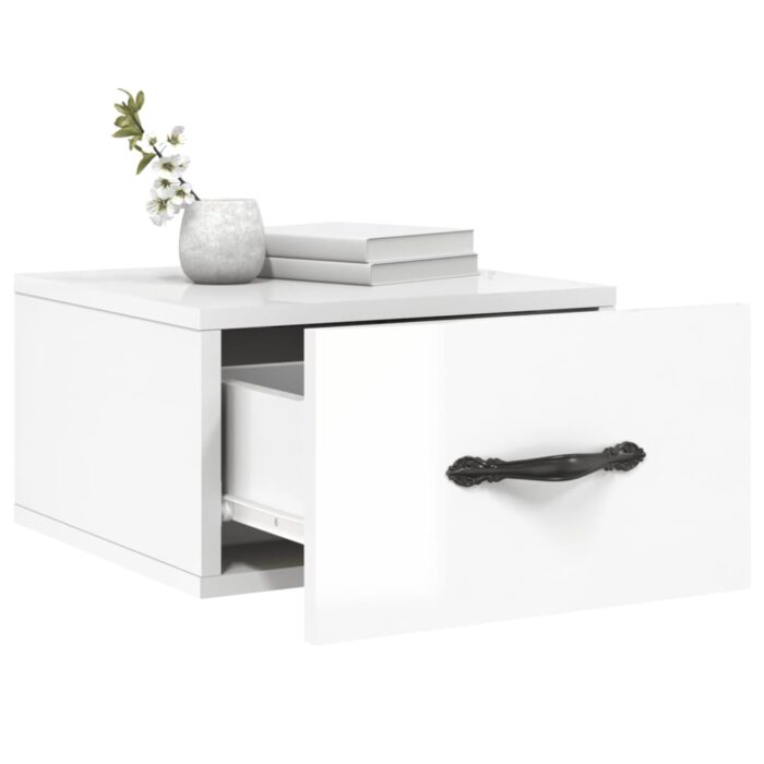 Tables de chevet murales 2 pcs blanc brillant 35x35x20 cm – Image 2