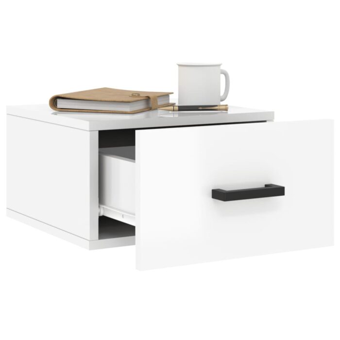 Tables de chevet murales 2 pcs blanc brillant 35x35x20 cm – Image 2