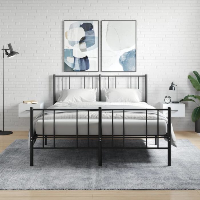 Tables de chevet murales 2 pcs blanc brillant 35x35x20 cm – Image 1