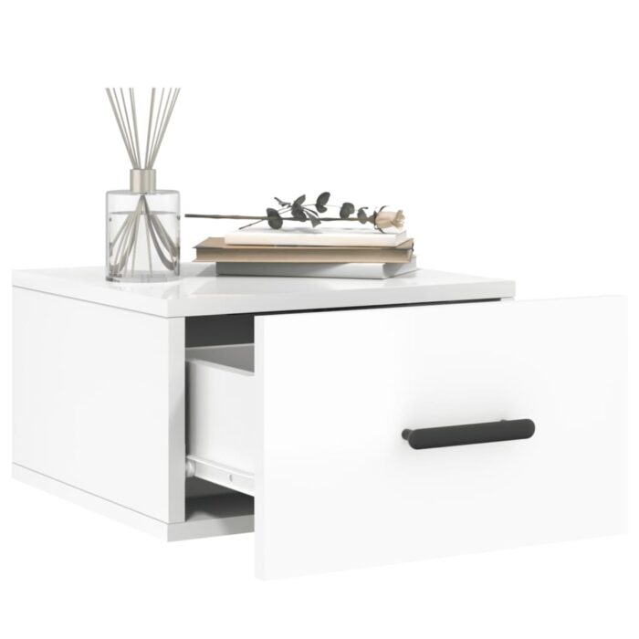 Tables de chevet murales 2 pcs blanc brillant 35x35x20 cm – Image 2