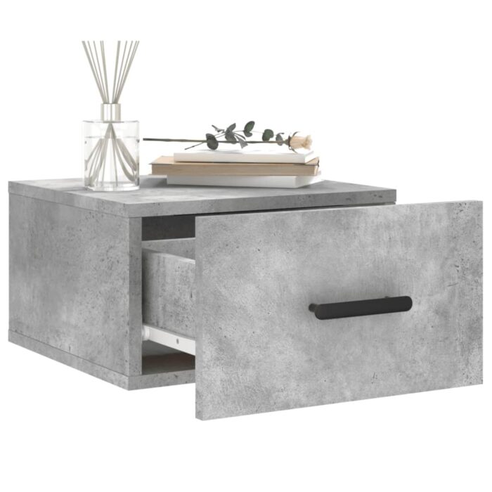Table de chevet murale gris béton 35x35x20 cm – Image 2
