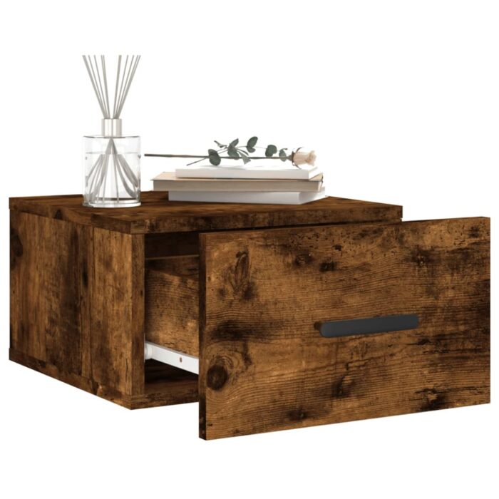 Tables de chevet murales 2 pcs chêne fumé 35x35x20 cm – Image 2