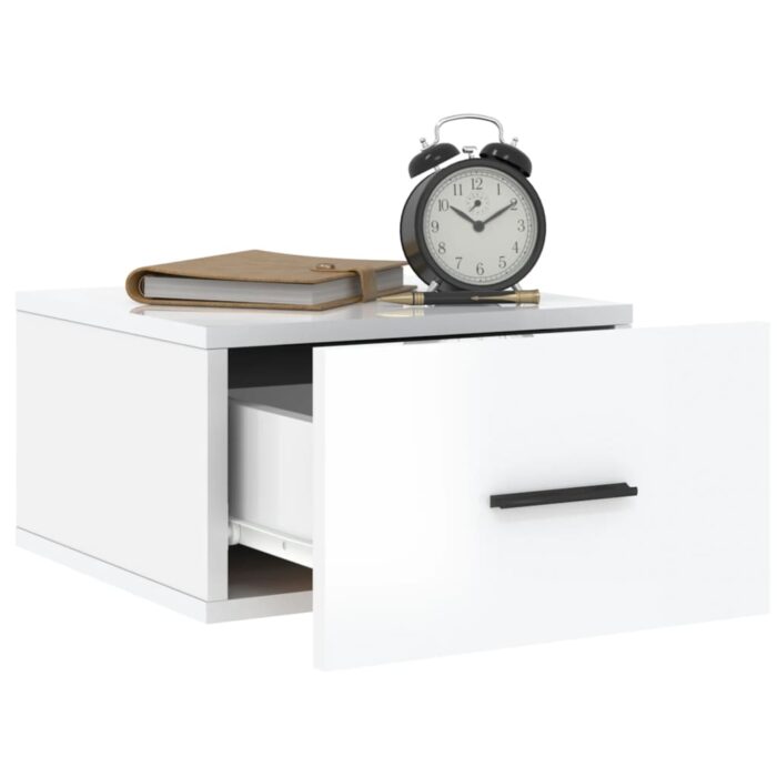 Tables de chevet murales 2 pcs blanc brillant 35x35x20 cm – Image 2