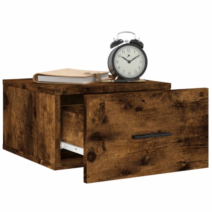 Tables de chevet murales 2 pcs chêne fumé 35x35x20 cm – Image 2