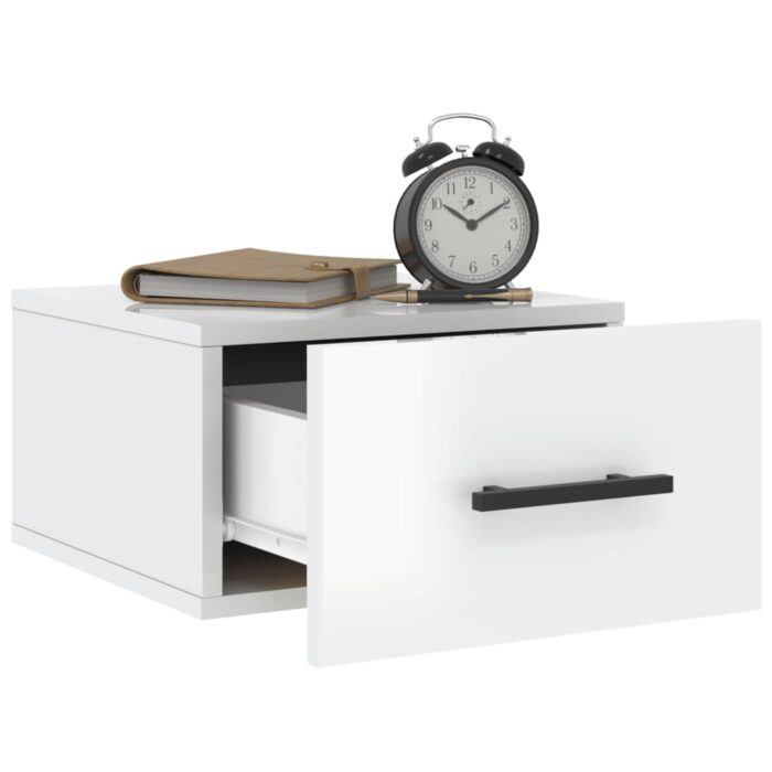 Tables de chevet murales 2 pcs blanc brillant 35x35x20 cm – Image 2