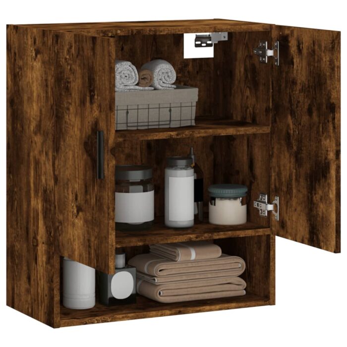 Armoire murale chêne fumé 60x31x70 cm bois d'ingénierie – Image 2