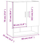 Armoire murale chêne marron 60x31x70 cm bois d'ingénierie – Image 10