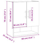Armoire murale chêne fumé 60x31x70 cm bois d'ingénierie – Image 10