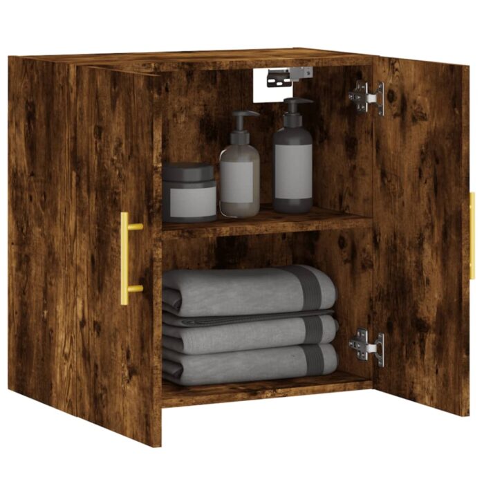 Armoire murale chêne fumé 60x31x60 cm bois d'ingénierie – Image 2