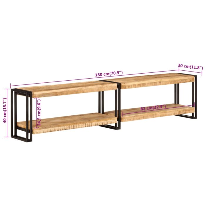Meuble TV 180x30x40 cm bois massif de manguier – Image 6