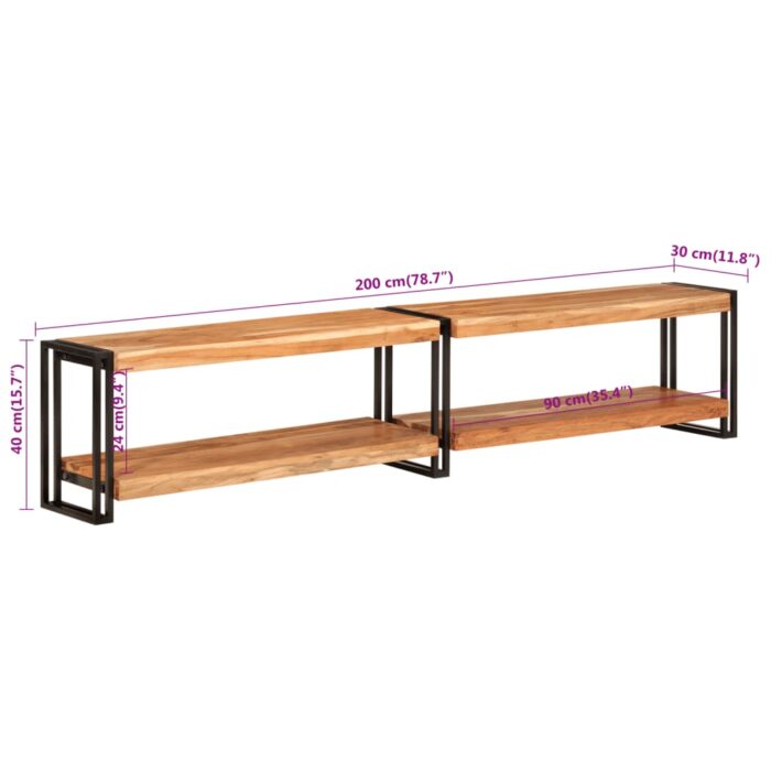 Meuble TV 200x30x40 cm bois d'acacia massif – Image 6