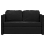 Canapé-lit 2 en 1 noir 122x204x55 cm velours – Image 3