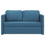 Canapé-lit 2 en 1 bleu 122x204x55 cm velours – Image 3