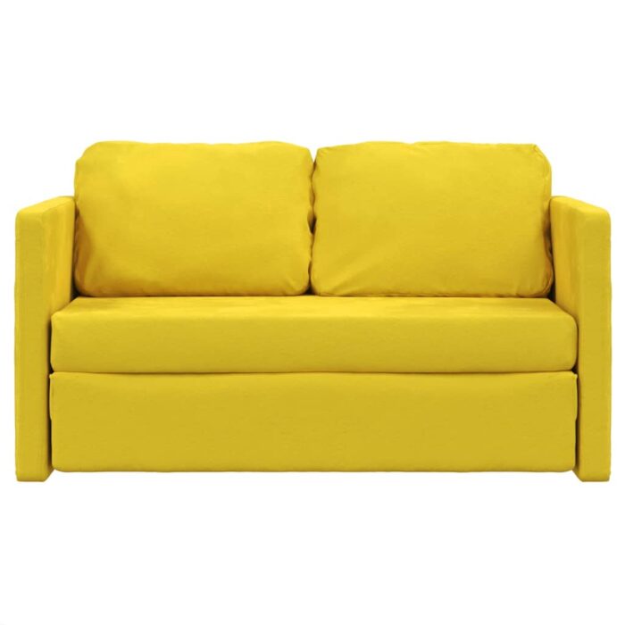 Canapé-lit 2 en 1 jaune foncé 122x204x55 cm velours – Image 3