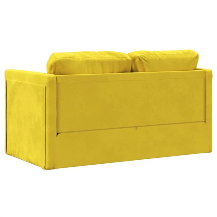 Canapé-lit 2 en 1 jaune foncé 122x204x55 cm velours – Image 5