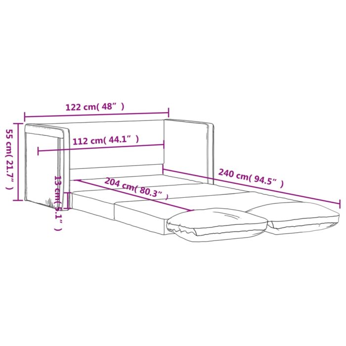 Canapé-lit 2 en 1 jaune foncé 122x204x55 cm velours – Image 9