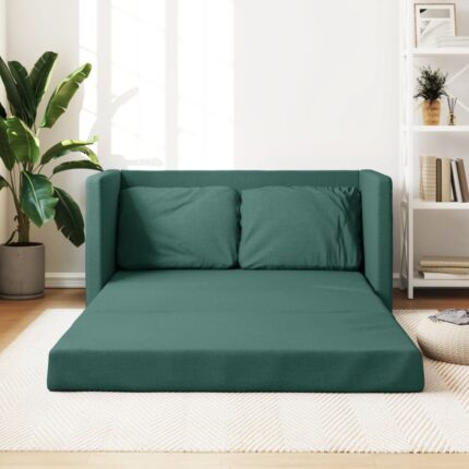 Canapé-lit 2 en 1 vert foncé 112x174x55 cm tissu