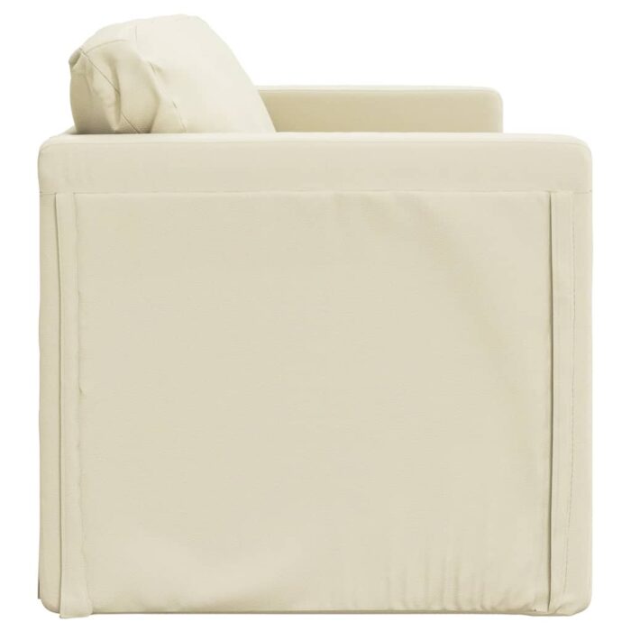 Canapé-lit 2 en 1 crème 112x174x55 cm similicuir – Image 4