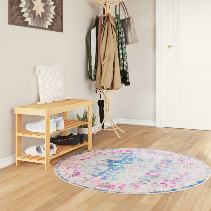 Tapis lavable multicolore Ø 120 cm antidérapant – Image 1
